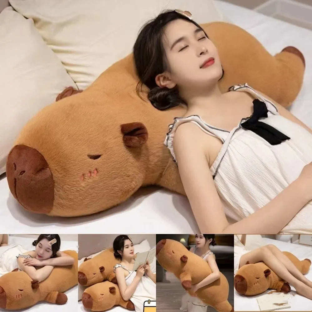 50/70/90cm Cartoon Stuffed Capybara Plush Toy Giant Bed Long Pillow Sleep Creative Rectangle Cushion Home Decor