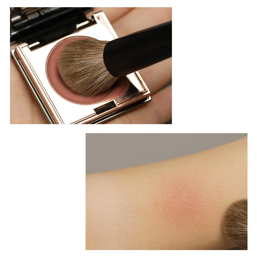 T130 Natural Goat Hair Angled Contour Blush Brush Short Ebony Wood Handle Make Up Brush Professional Handmade Makeup Brushes