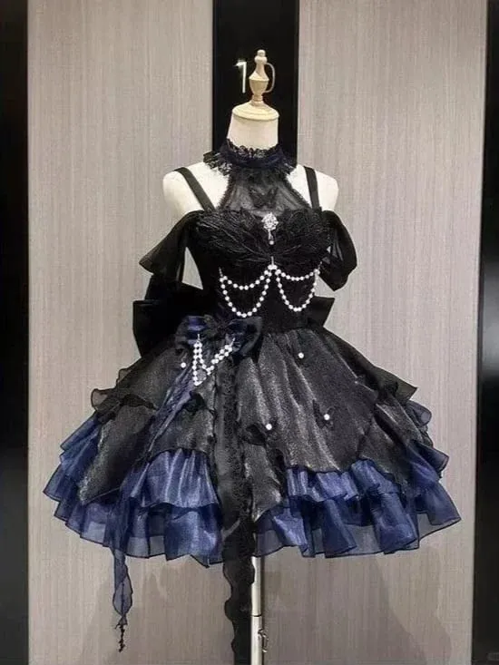 Japanese Style Sweet Lace Bow Kawaii Lolita Dress Women Vintage Ruffles Cake Dresses Harajuku Y2k Slim Bandage Dress 2026 Summer