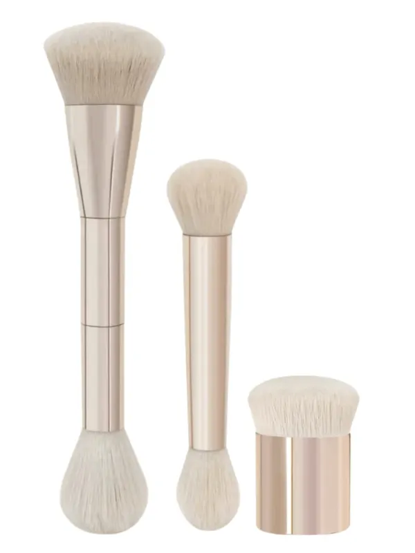 5-Piece Professional Makeup Tool Set for the Face Dual-Ended Multifunctional Makeup Brushes in Rose Gold Including a Dual-Ended Facial Makeup Brush Set Featuring Angled Tapered Foundation Brush Contour Brush Blush Brush Loose Powder Brush E