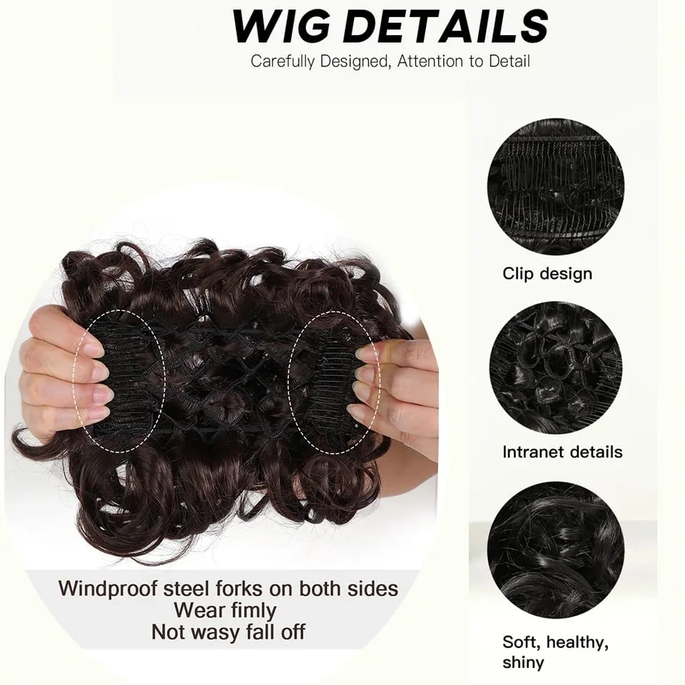 Synthetic LARGE Comb Clip In Curly Hair Extension Chignon Hair Pieces Women Updo Cover Hairpiece Extension Hair Bun