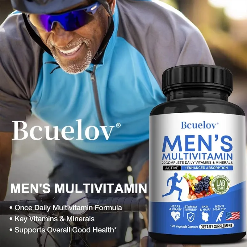 Multivitamin for Men - Daily Multivitamin for Energy Focus & Brain Men's Health Complex Non-GMO120 120 Vegetarian Capsules