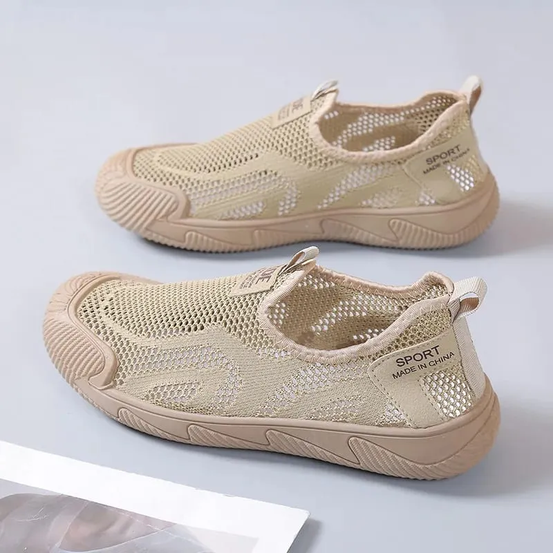 Men's Casual Shoes Summer New Fashion Fly Weave Breathable Mesh Outdoor Non Slip Sneakers Lightweight Comfortable Slip on Flats