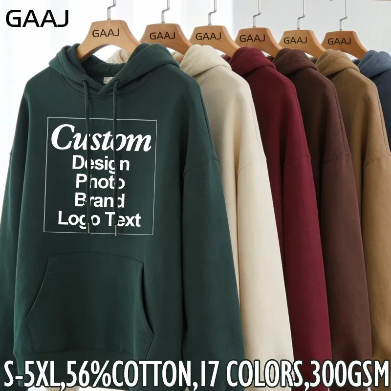High Quality Custom Hoodie Cotton Sweatshirt Print Embroidery Brand Logo Text Photo Design Men Women Famliy Team Clothing 300g