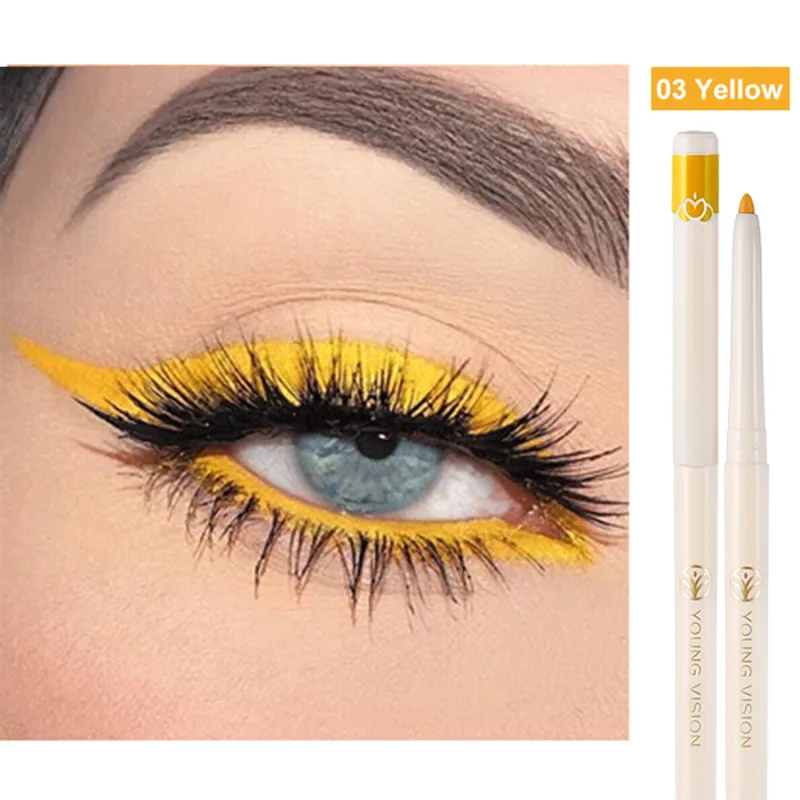 1Pc Ultra-fine Matte Smooth Eyeliner Waterproof Green Purple Colorful Eyeliner Gel Pencil Matte White Eye Lying silkworm Makeup