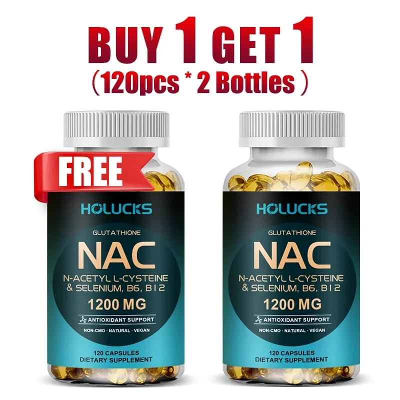 Buy 1 Get 1 Free! NAC 1200mg Supplement for Thins Mucus Reduces Cough & Bronchial Function Immune Liver Repair & Detox