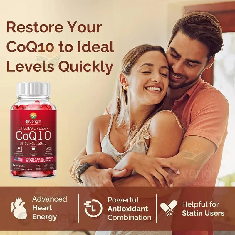 Liposomal CoQ10 150mg Capsules High Absorption Ubiquinol Coenzyme Q10 for Antioxidant Heart Function & Energy Production