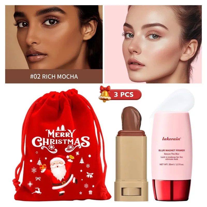 Blur Magnet Primer & Pemadam Foundation Stick Liang Tahan Lama Meminimumkan Solekan Muka Licin Kawalan Minyak Hadiah Krismas Matte