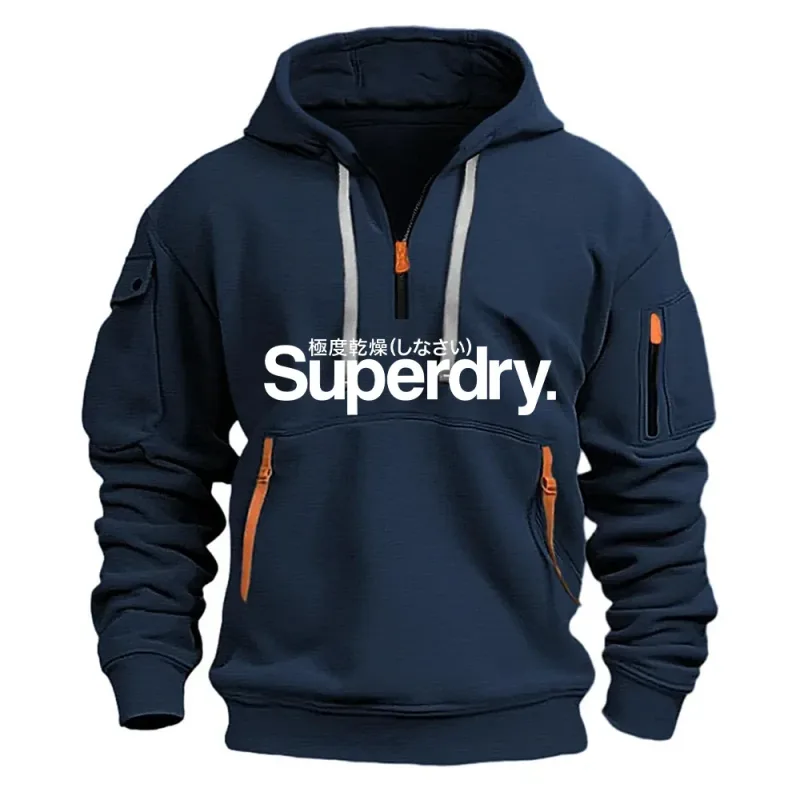 New men's hooded sweatshirt for autumn and winter 2025 fashionable outdoor jogging and fitness loose men's pullover sweatshirt