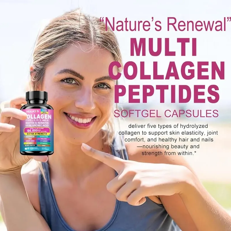 Organic Collagen Capsules Biotin Keratin Skin Care Product Booster-Skin Nail Hair Care Anti Aging Whiteningand Joint Supplement