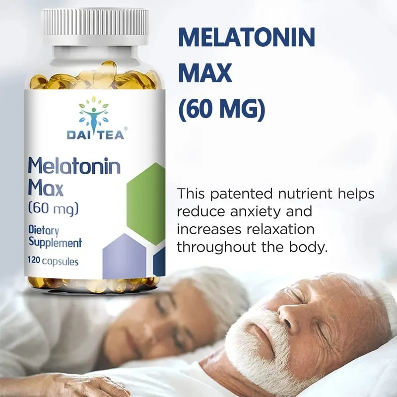 Melatonin Capsules Dietary Supplement - Relieve Insomnia Help Improve Sleep Quality Reduce Waking Time Help Deep Sleep
