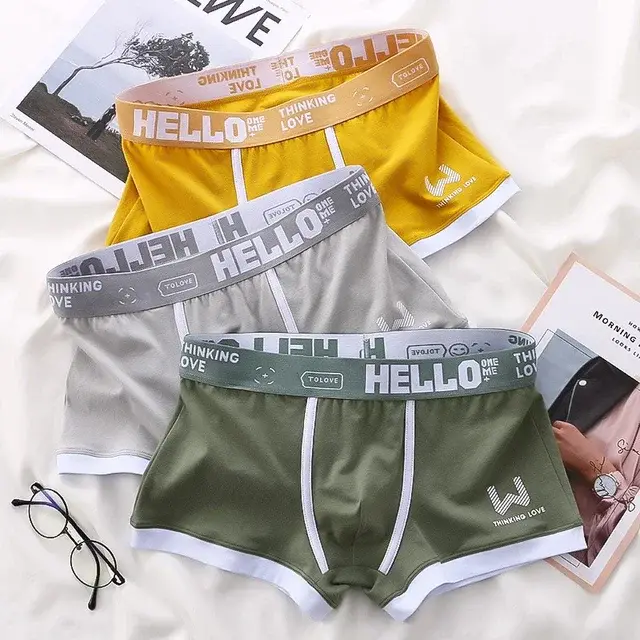 1 pçs masculino algodão boxer shorts calcinha underwear3 cores l xl 2xl 3xl macio carta cinto respirável macio moda esportes