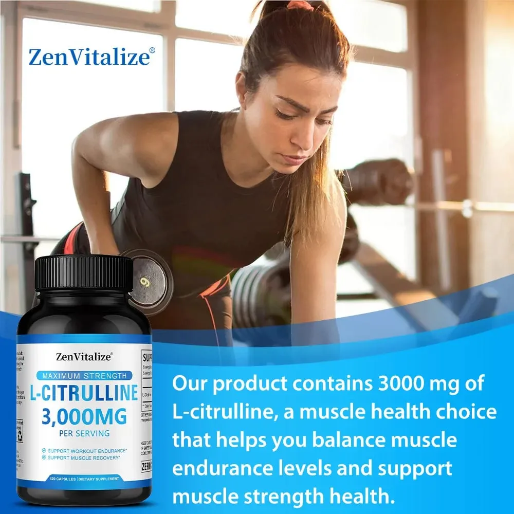 L Citrulline 3000mg Supplement Capsules for Men & Women - Muscle Recovery & Workout Endurance - Vegan Non-GMO