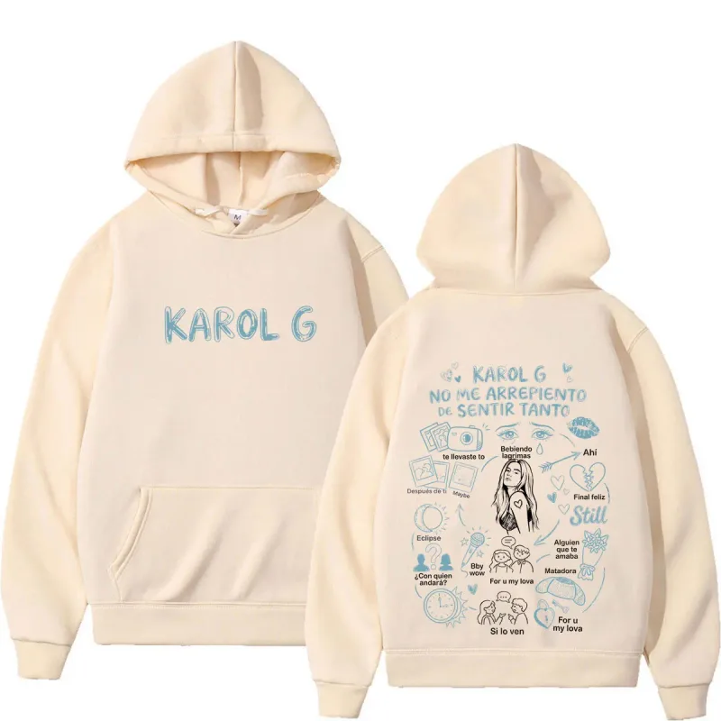 Karol G Album No Me Arrepiento De Sentir Tanto 2026 Print Hoodie Men Women Fashion Casual Pullover Long Sleeves Loose Hoodies