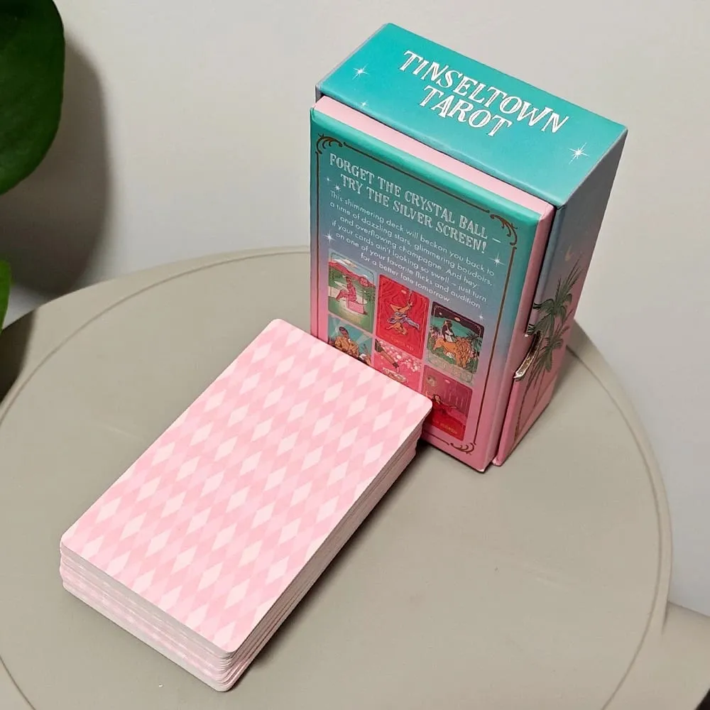 Tinseltown Tarot in Rigid Box Pink Vintage Hollywood Inspired Deck 78 Illustrated Cards 12*7cm