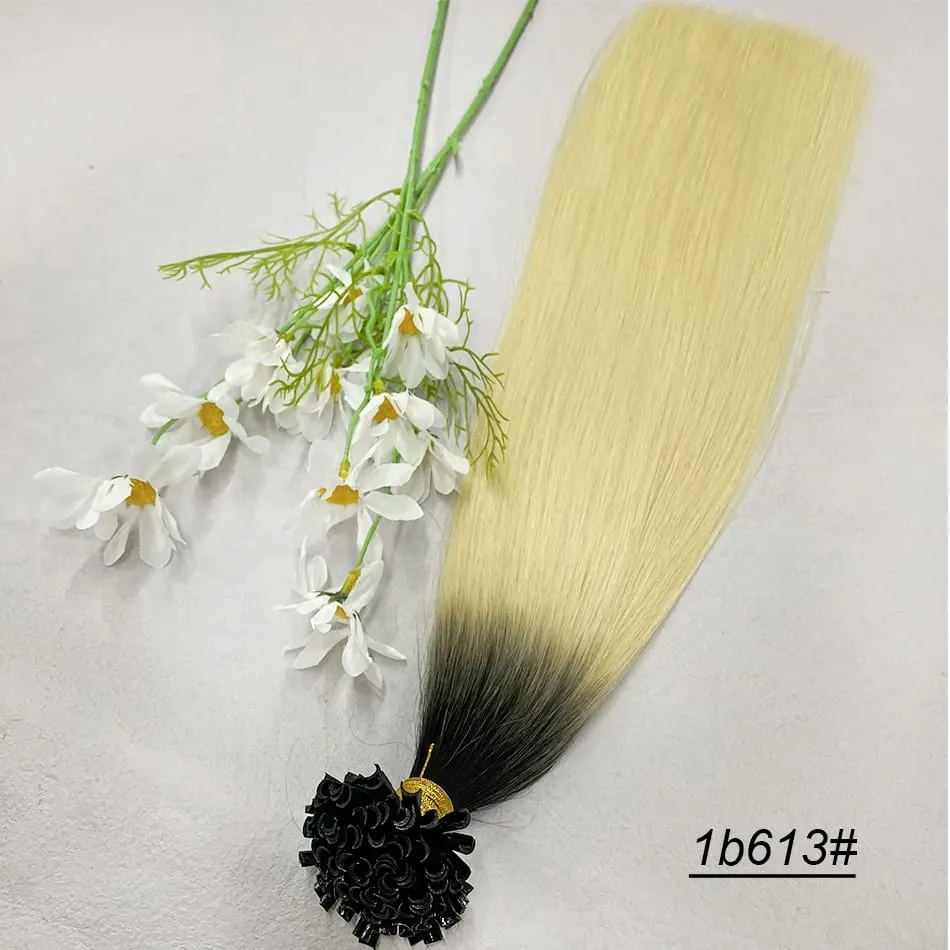 Full Shine U Tip Hair Extensions Nature Black Hair Blone 613 Color 50g Keratin Glue Beads Prebonded Remy Human Hair Extensions
