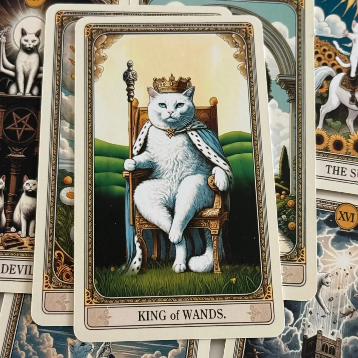 12*7cm Cat Tarot Deck In Metal Box 350GSM English Version Wait Tarot Cards Board Games with Paper Instruction Manual