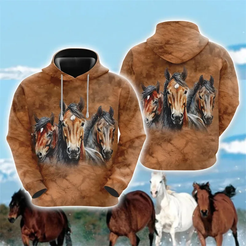 Animal Horse 3D Print Hoodies Autumn Men Women Casual Fashion Oversized Sweatshirts Hoodie Male Pullovers Tracksuit Man Clothing