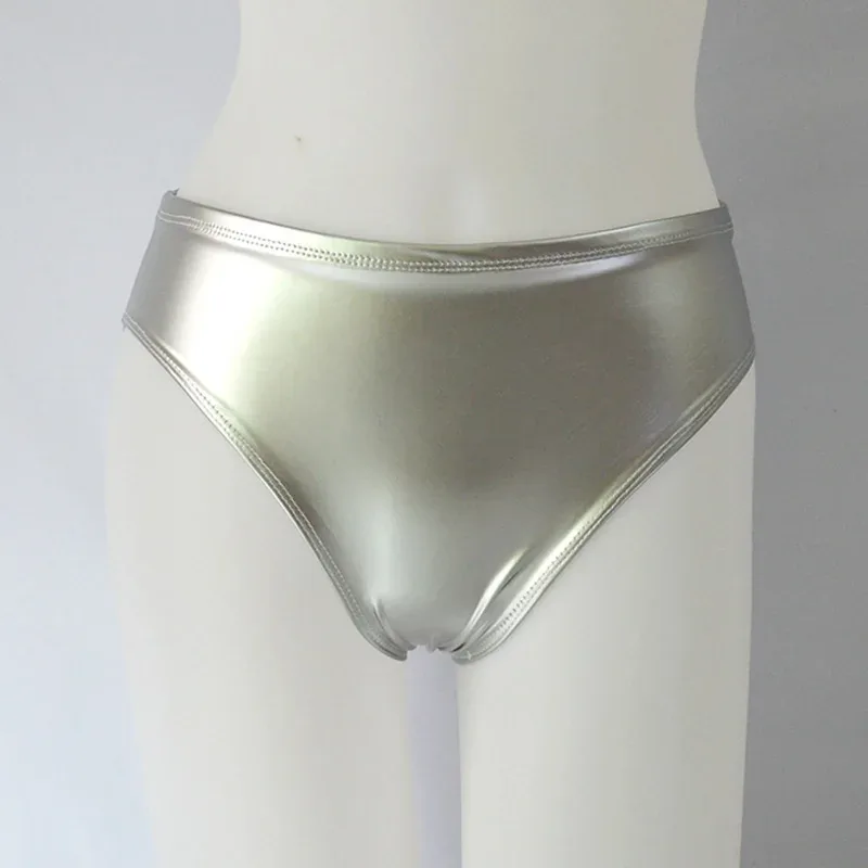 男士性感乳膠光面內褲內衣 Pvc 皮革內褲女式漆皮情趣內衣丁字褲娘娘腔內褲
