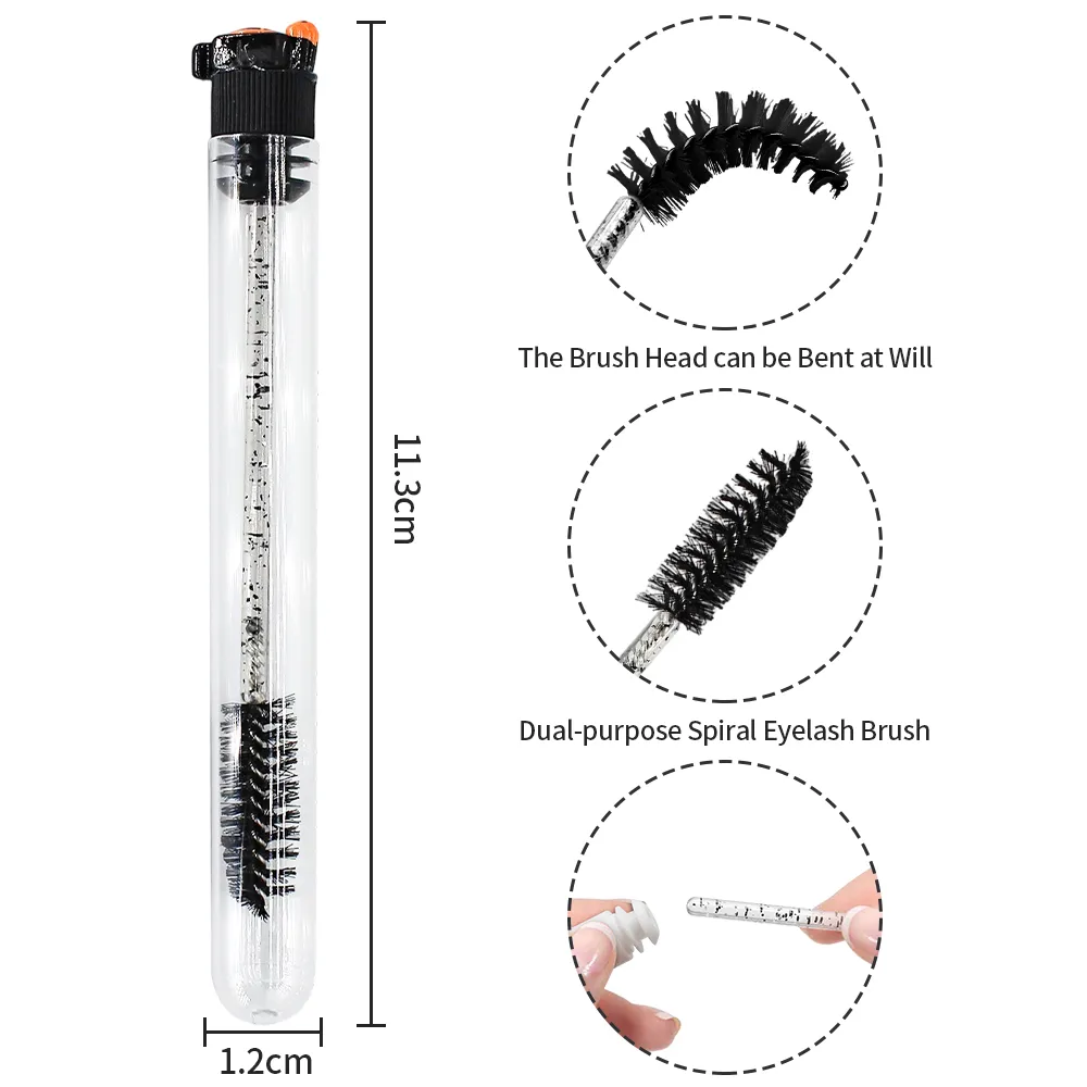 10/50pcs Professional Halloween Tube Mascara Wand - Spooky Horror & Cute Face Brushes Eyelash & Eyebrow Grooming Kit for Parties