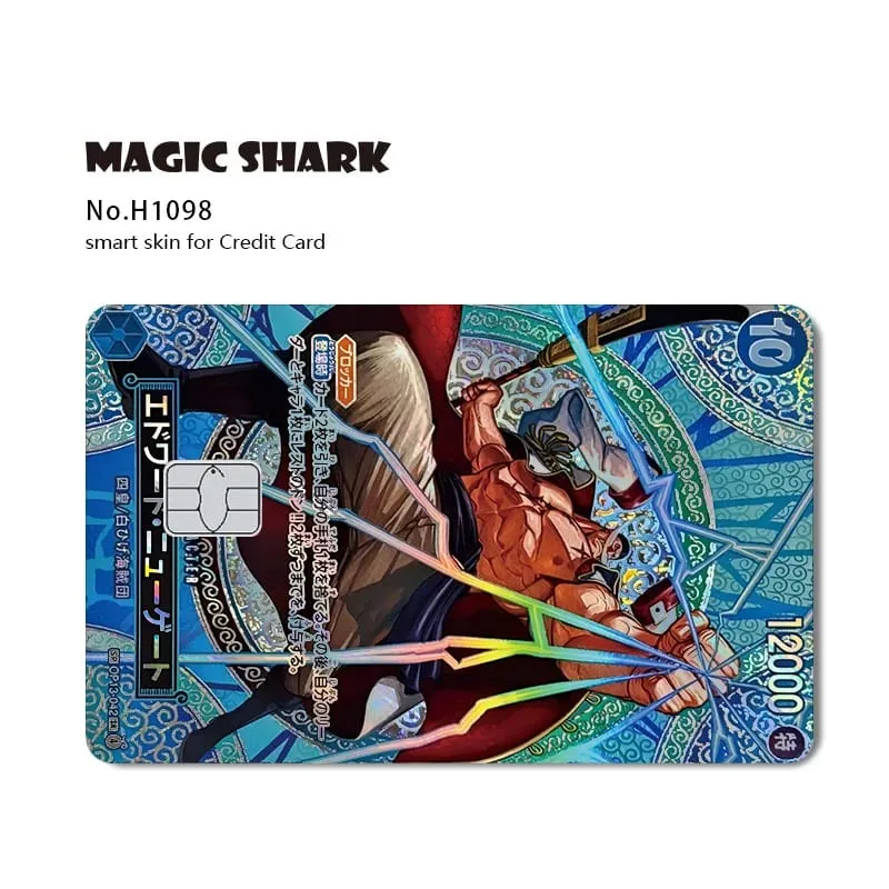 Magic Shark Luffy Nami Ace Zorro OP TCG Card Style Lazer Holographic Thin Sticker Film Skin for Debit Credit Card