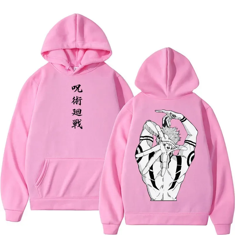 Anime Jujutsu Kaisen Sukuna Print Hoodies Harajuku Vintage Manga Men's Pullover Oversized Fleece Casual Cosplay Hoody Sweatshirt