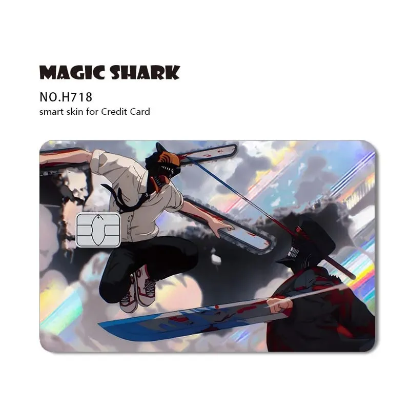 Magic Shark Cool Anime Cool Holographic Laser Shinny Film Skin Sticker Cover for Bank Credit Debit Card