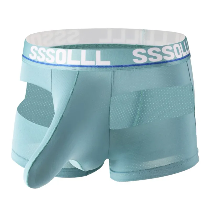 Men Breathable Mesh Boxer Shorts Soft Flat Corner Elephant Nose Trunks Underwear For Daily Wear Classic Letter Print Panties