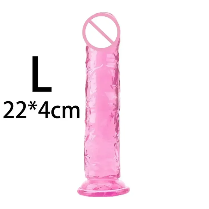 Cheap Women Erotic Anal 5 Colors Big Transparent Dildo Suction Cup Jelly Dick Sex Toys Soft Clitori Vaginal Masturbators Penis