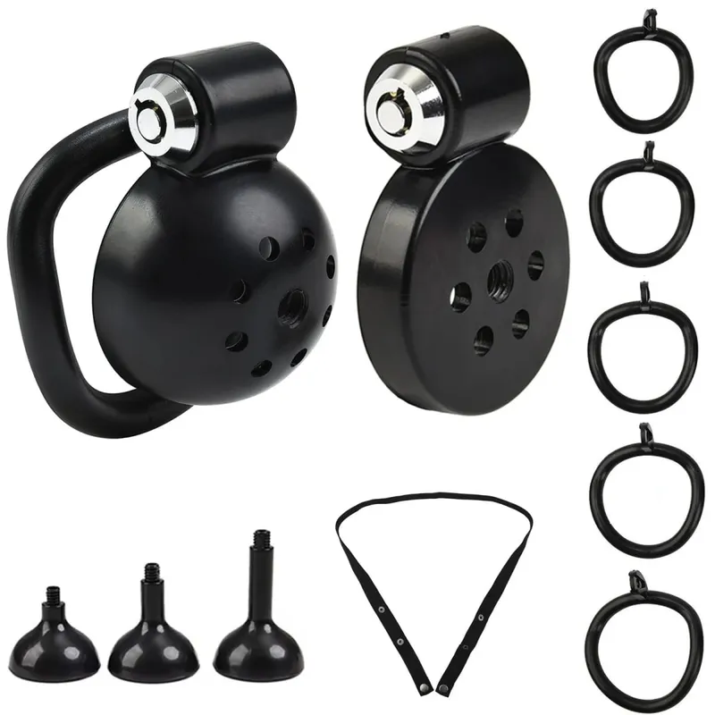 Male Penis Chastity Cage Plug Set Small Chastity Cage 5 Cock Rings With 3 Urethral Plugs Penis Bondage Slave Man Sex Toy
