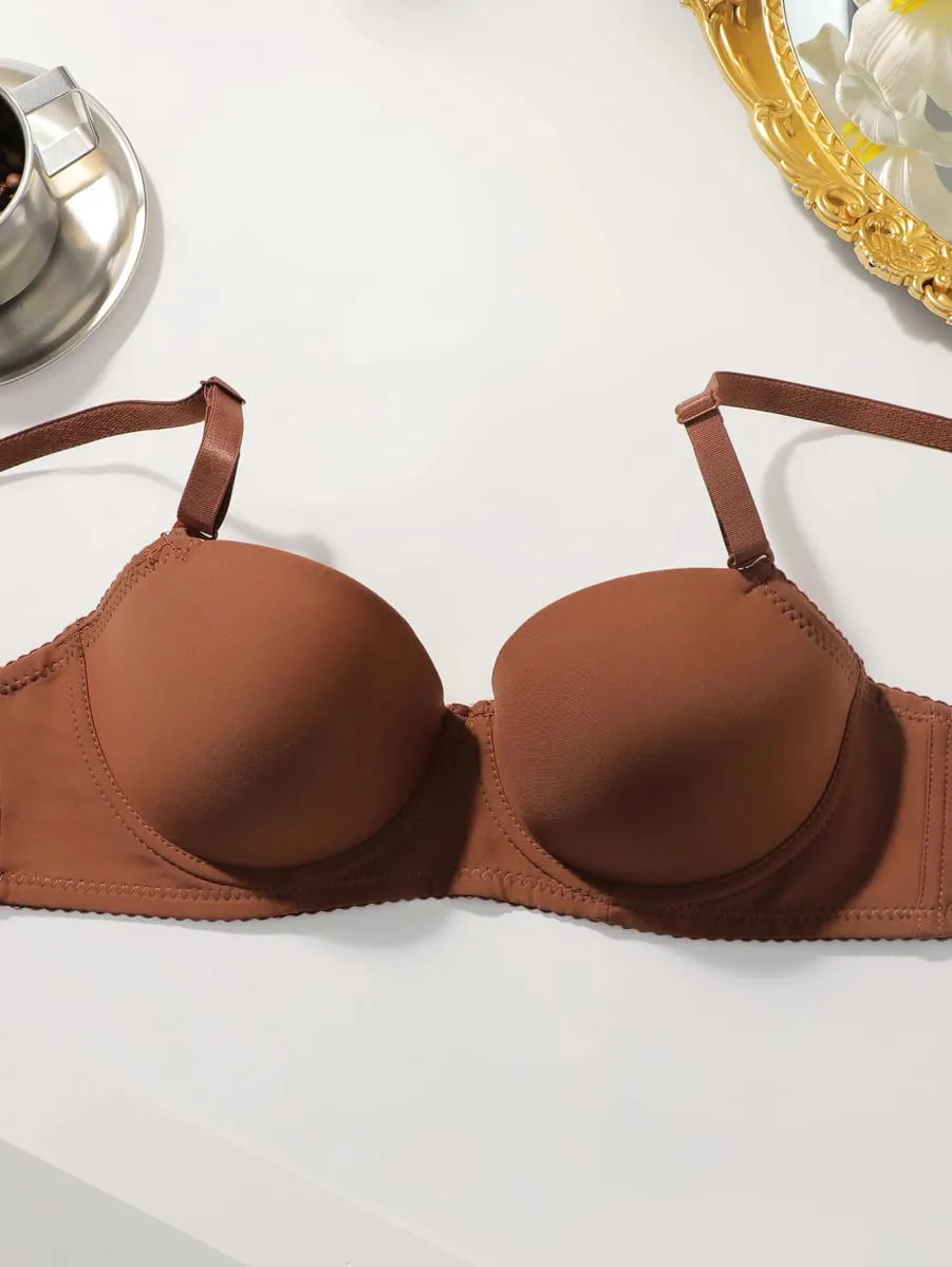 2 Set Solid Underwire Lingerie Set Women Push Up Bra Women Underwear Sets Comfortable Daily Lingerie J2611