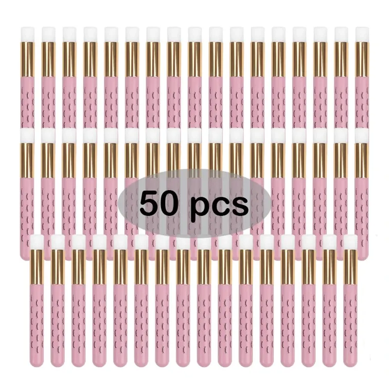 50Pcs Professional Soft Lash Extension Shampoo Brushes Deep Cleansing Eyelash Eyebrow Nose Peel Care Salon Beauty Supplies Tools
