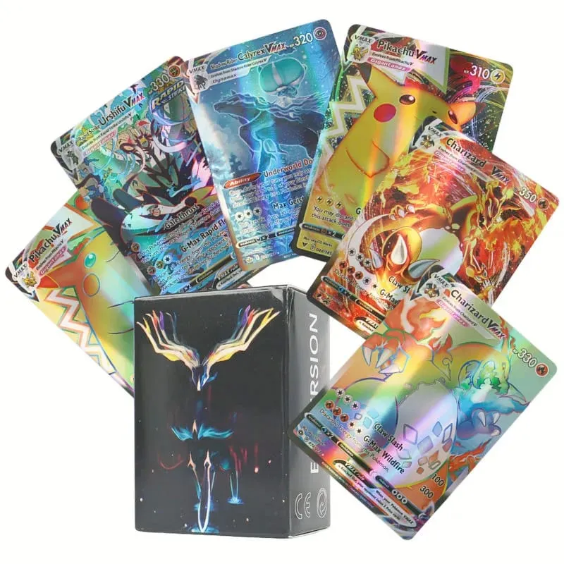 60-100st engelska Pokémonkort Holographic EX Vstar Vmax GX Letter Rainbow Arceus Shiny Charizard Mewtwo Evolution kombination