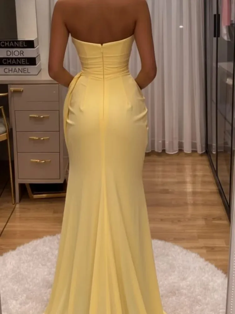 Thanh Lịch Cao Cấp Bodycon Đầm Maxi Dây Xếp Ly Viền Áo Đảng Áo Choàng Sang Trọng vestidos 2026 Mới Cho Nữ Váy Dạ Hội
