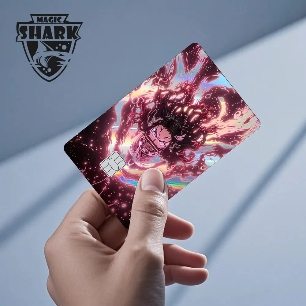 Magic Shark 2026 New Hot Demon Slayers Anime Shinny Holographic Laser Skin Cover Sticker Film for Debit Credit Bank Card
