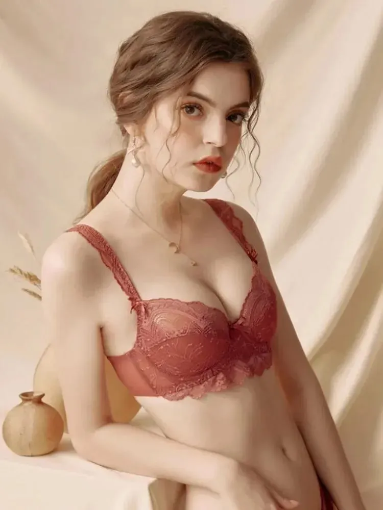 Mély dekoltázs Push Up melltartó csipke fehérnemű szett női megereszkedés elleni áttetsző komfort bralette minden méretű fehérnemű szexi és magabiztos
