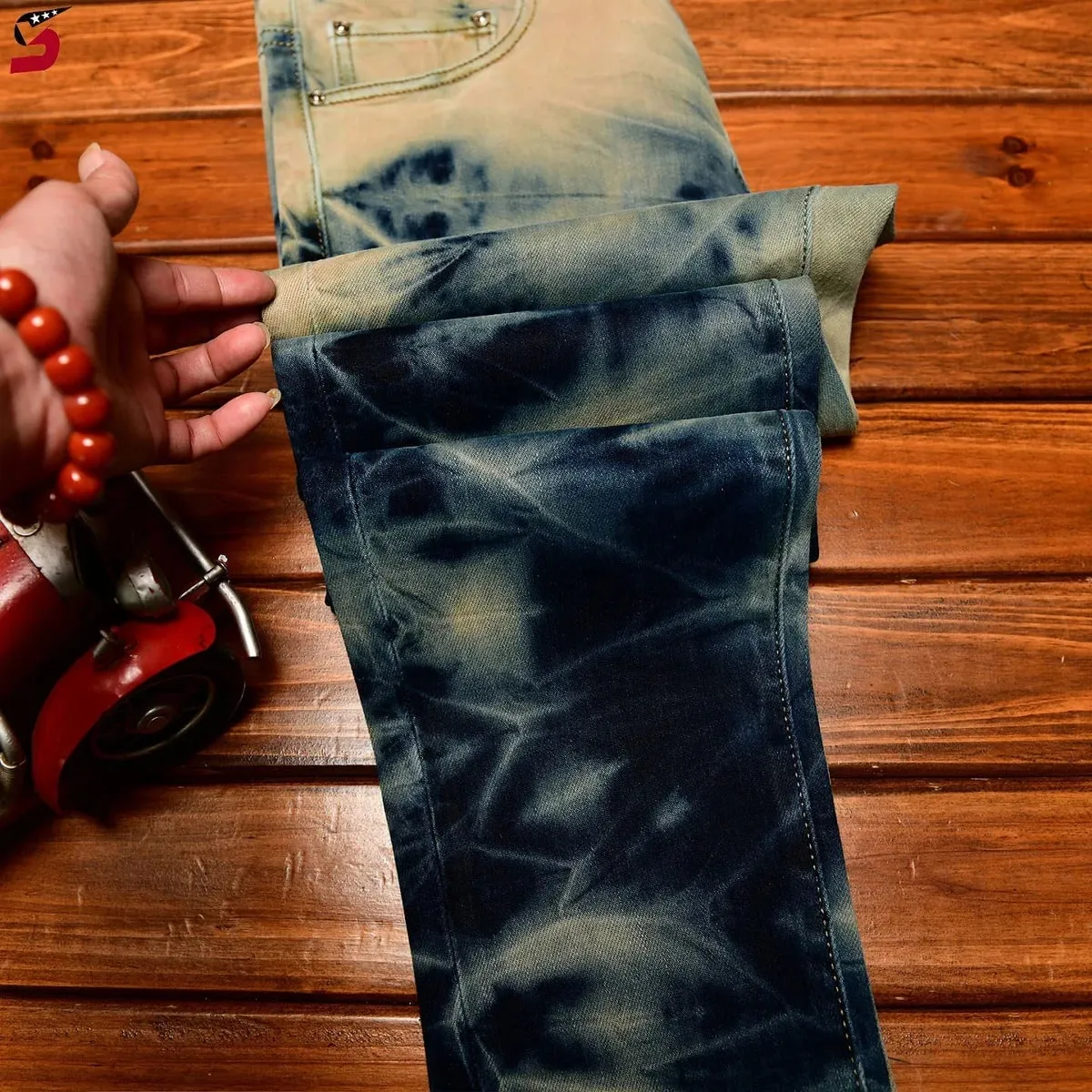 New Retro Jeans Men's Straight Leg Pants Ripped Jeans Fashionable Casual Pants Trousers Pants Street Wear Clothing