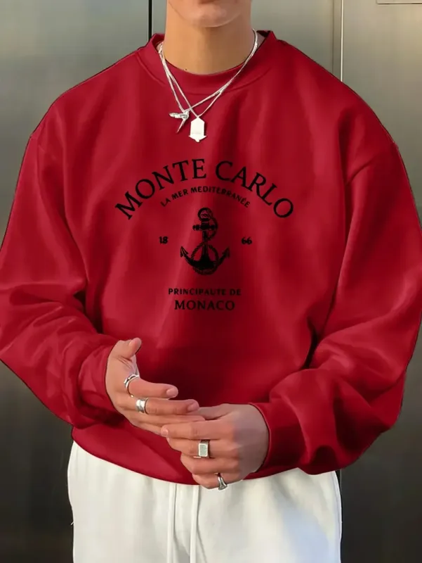 The new men's round-neck sweatshirt for Spring and Autumn 2026 is casual and comfortable with 3D letter pattern printing