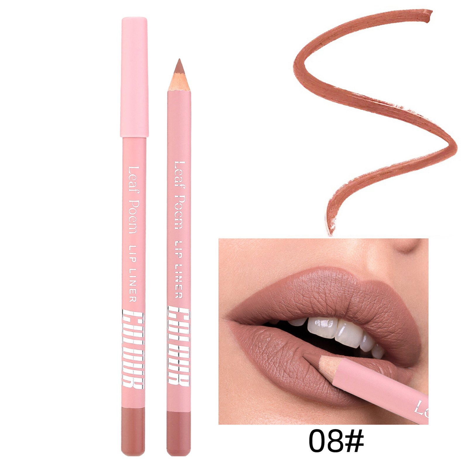 8 farver Vandtæt Lip Liner Pencil Langvarig Sexet Mørkerød Pink Mat Læbestift Blyant Naturlig Lipliner Pen Rød konturfarve