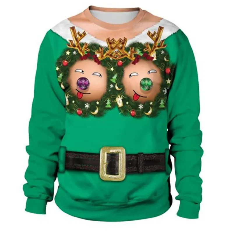 Funny Christmas Sweater Men Women Pullover Xmas Sweatshirt Ugly Graphic Y2k Sweatshirts for Holiday Party Loose Men's Clothing