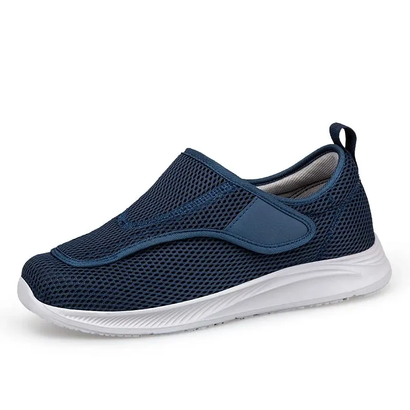 Sapatos abertos ajustáveis ​​para homens, leve, confortável, sapatos de caminhada para diabéticos, tênis para pés idosos inchados, largura normal