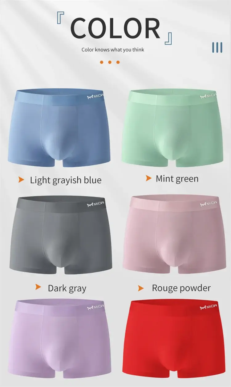 MiiOW 3Pcs/Men's Underwear High Quality Modal Boxer Shorts Antibacterial Breathable Men Underpants Elasticity Large Size Panties
