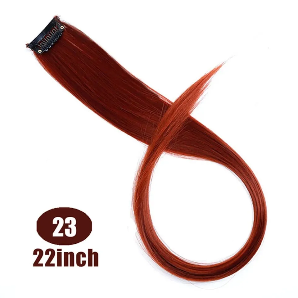 Tổng Hợp Kẹp Trong Một Miếng Nhiều Màu Sắc Làm Tóc Xoăn Tóc Tổng Hợp Miếng 18 "Dài Ombre Tóc Hồng Tím Đỏ xanh Dương