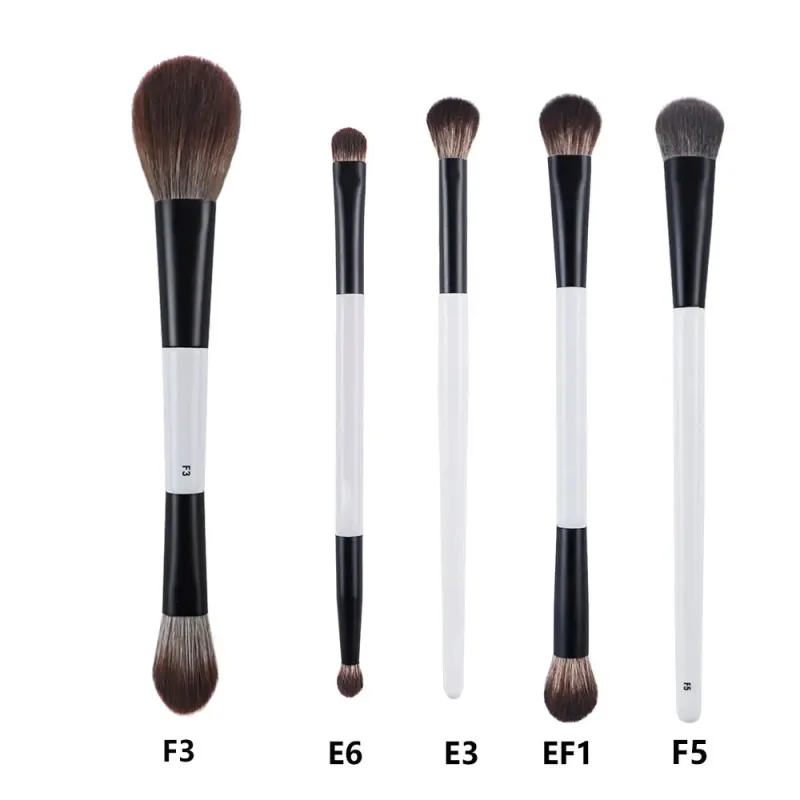 2pcs/set White Double ended Angled Foundation Makeup Brushes Blush Contour Make up Brush Wood Handle Cosmetic Tool Mari F4