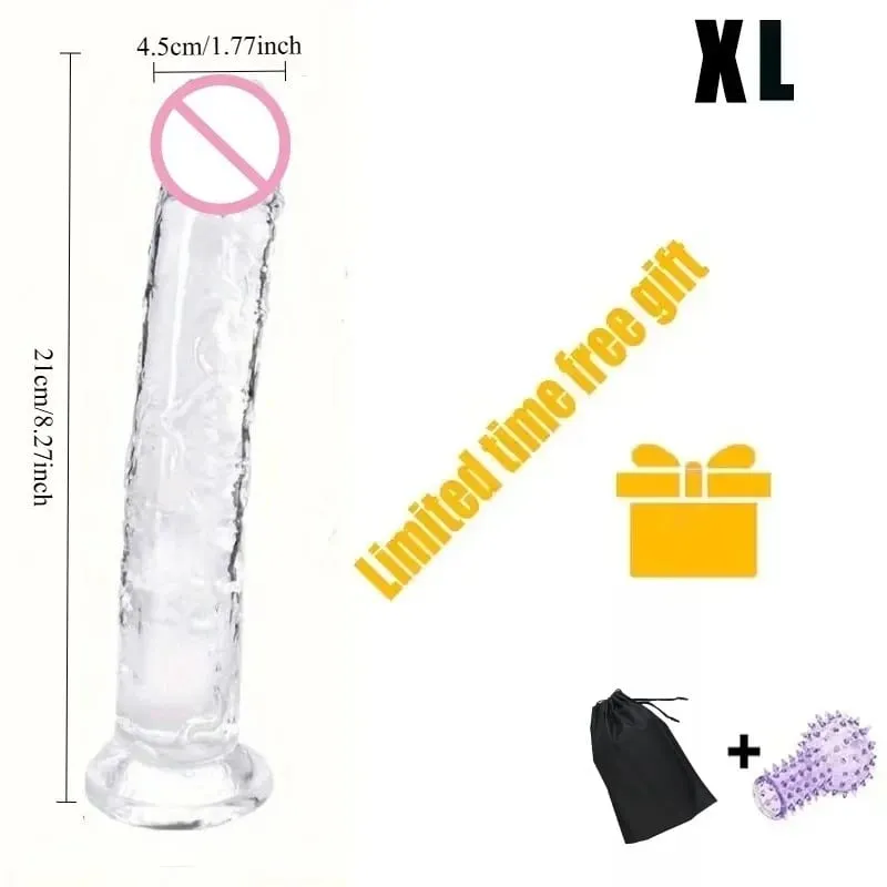 Women Realistic Anal Butt Plug Transparent Dildo Suction Cup Big Dick Soft Masturbators G Spot Big Penis Adult Sex Product 18+