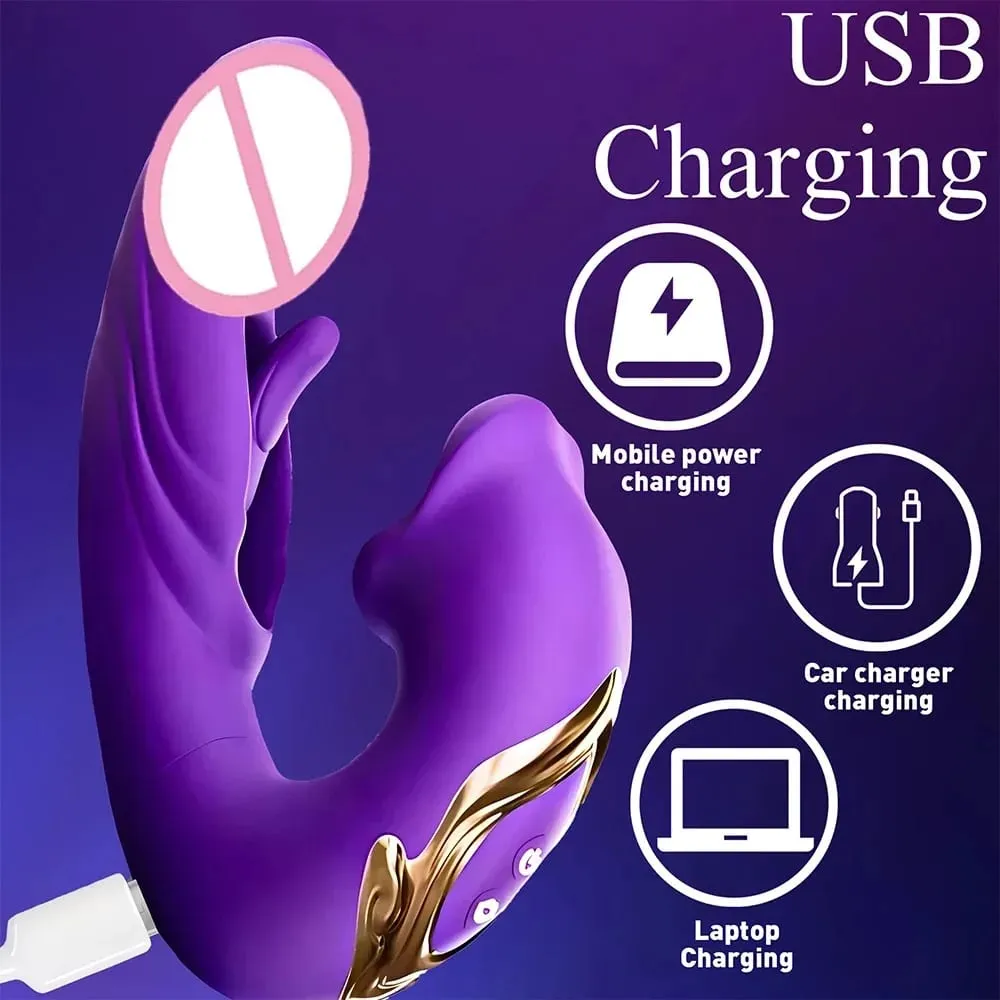3 in 1 Telescopic Tongue Dildo for Women Clitoris Stimulator Finger Vibrating Flapping Vaginal Massager Masturbator Sex Toy