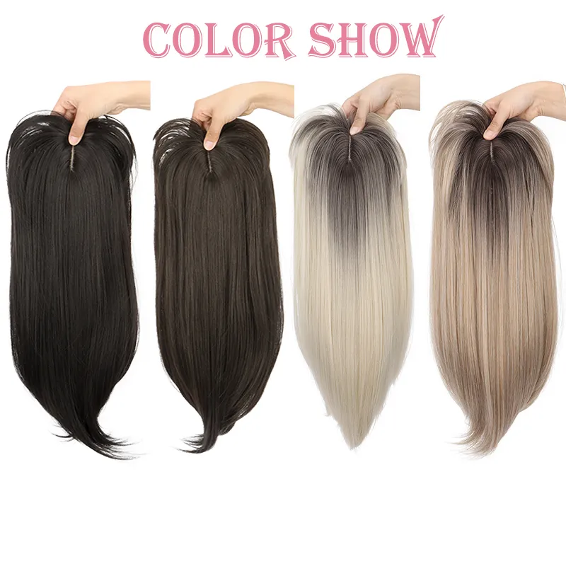 Synthetic Topper Hair Long Straight Invisible Hair Extension Loss Hairpiece Heat Resistant Fiber For Women Daily Styling