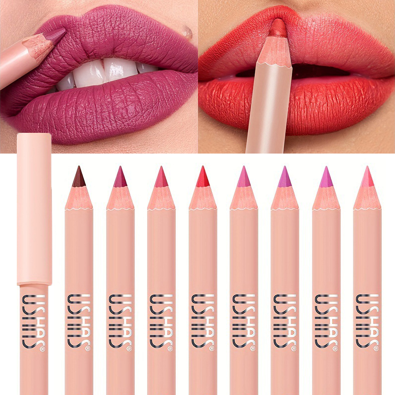 8 farver Vandtæt Lip Liner Pencil Langvarig Sexet Mørkerød Pink Mat Læbestift Blyant Naturlig Lipliner Pen Rød konturfarve