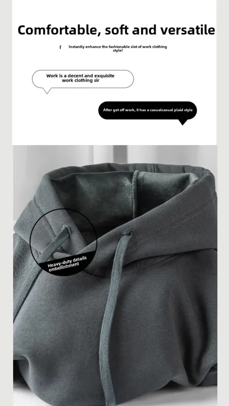 Customized Your Brand Logo DIY Design 600GSM Mens Hoodies High-quality Women Sweatshirt Solid Color Cotton Loose Streetwear