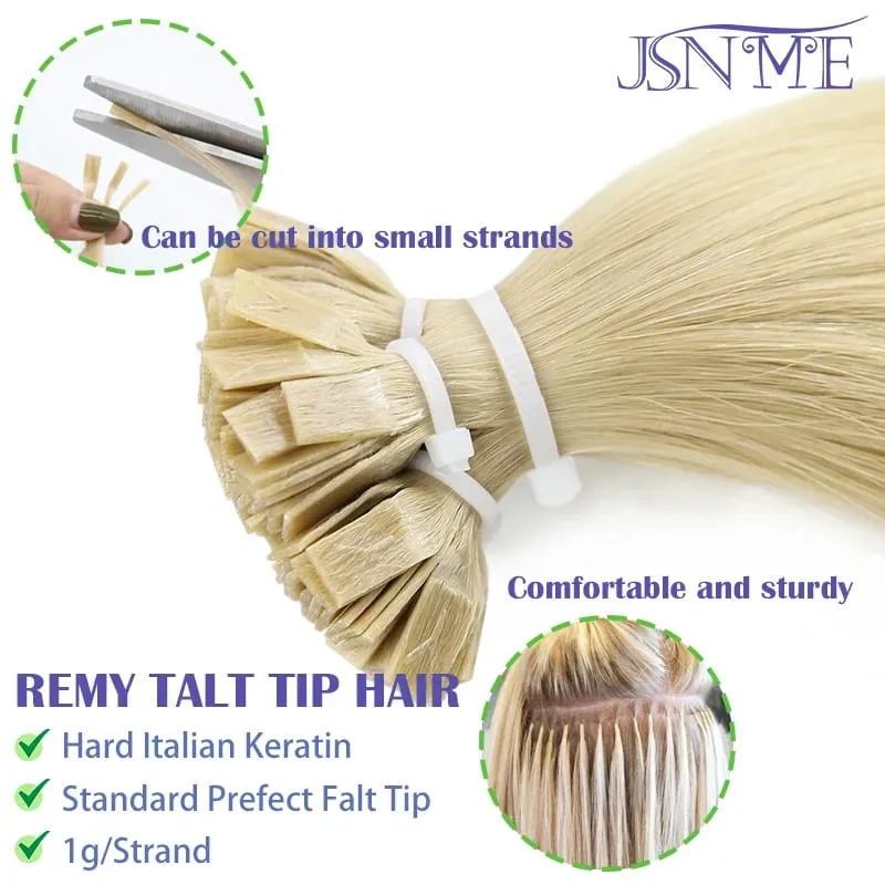 Virgin Hair Flat Tip Hair Extensions Natural Real Human Hair Fusion Capsule Keratin Brown Blonde 1g/pramínek 14-22 palců pro ženy — image 2
